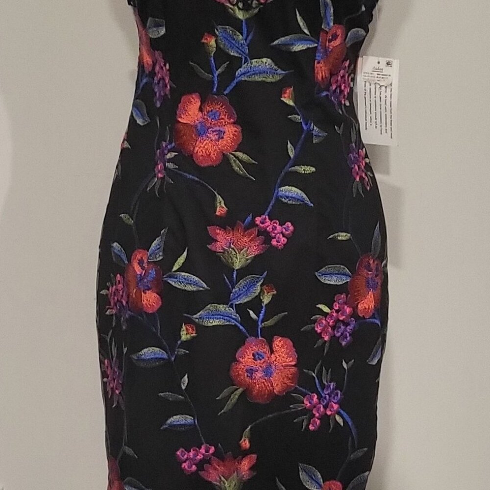 Aidan Mattox Black Multi Color Dress